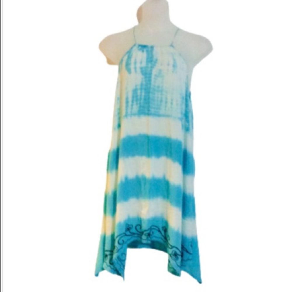 Beach By Exist Turquoise & White Tie-dye Coverup